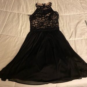 Morgan and Co. short black dress with lacy top size 3/4.